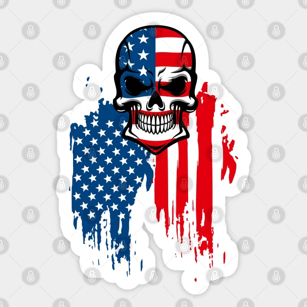 Skull with American Flag Sticker by ColorShades